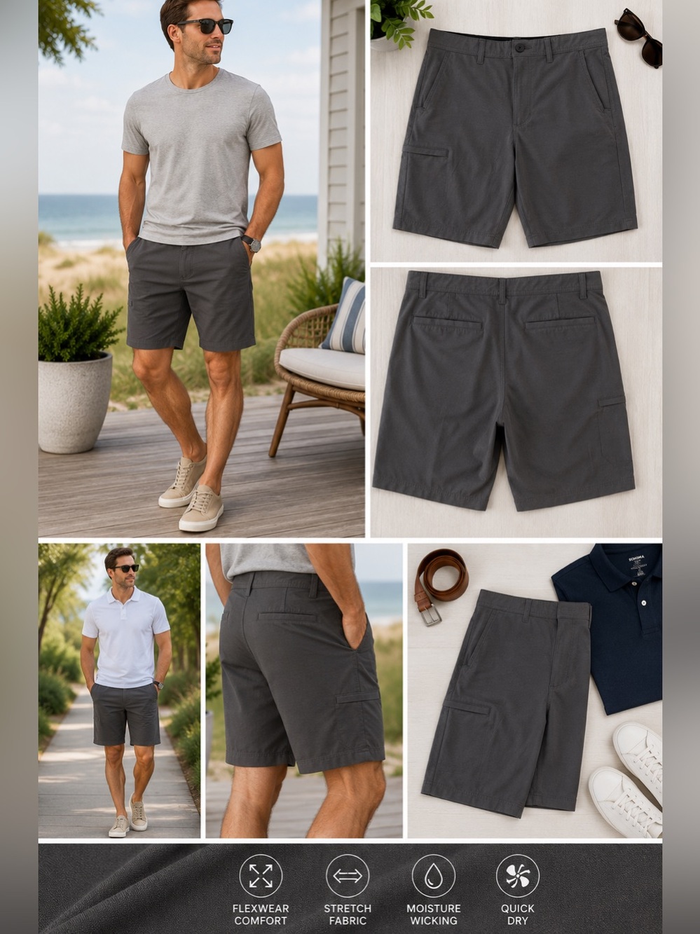 Like New! Sonoma Flexwear Gray Performance Stretch Shorts Men’s 30